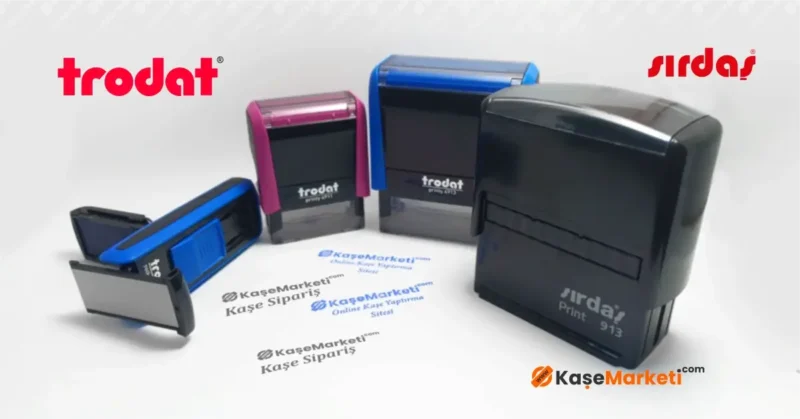 Trodat ve Sırdaş marka kaşeler, KaşeMarketi.com kaşe sipariş sayfası için görselleştirilmiştir.