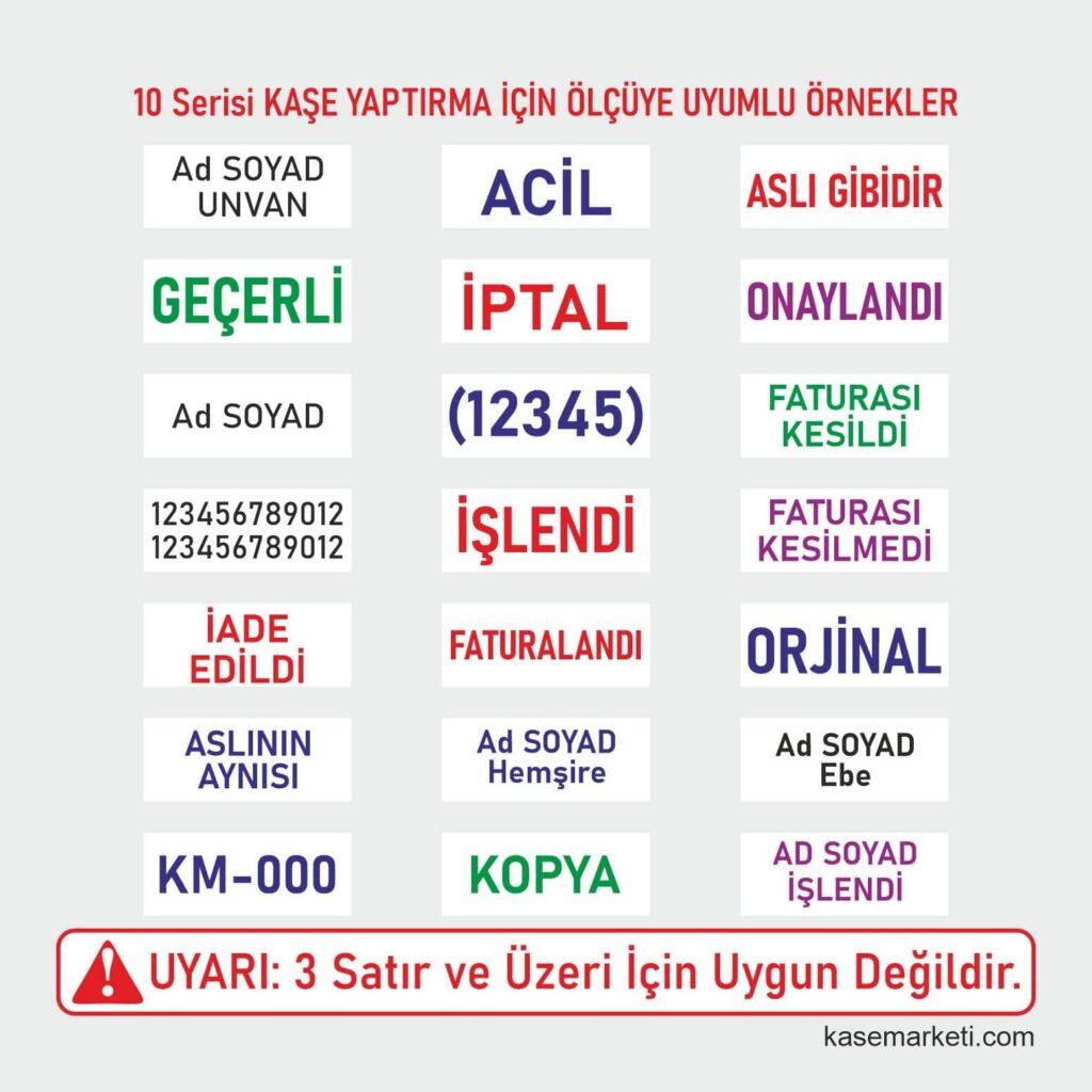 10 Serisi Kaşe Yaptırma İçin Örnek Şablonlar