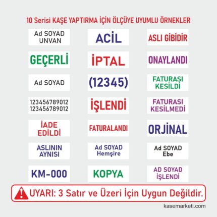 10 Serisi Kaşe Yaptırma İçin Örnek Şablonlar